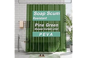 AmazerBath Shower Curtain Liner - Waterproof, Green, 12 Grommets