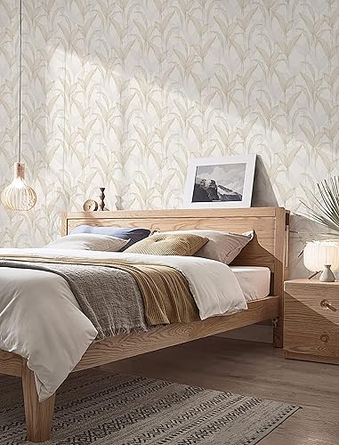 Vista 90 de Heroad Papel tapiz hexagonal para despegar y pegar, papel de contacto bohemio, geométrico, papel tapiz de lunares blancos y beige, papel de pared