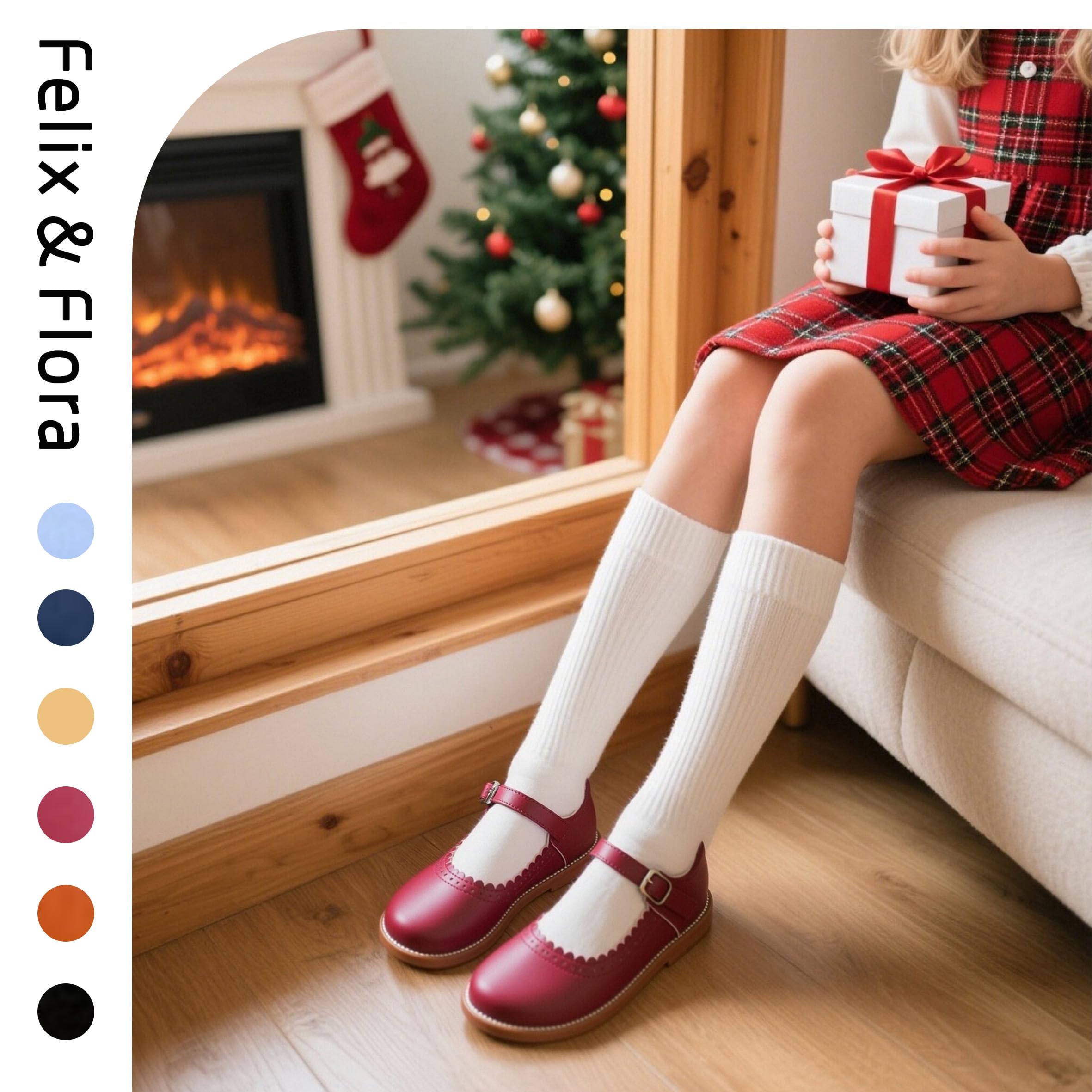 Felix & Flora Toddler Little Girl Mary Jane Dress Shoes - Ballet Flats for Easter Flower Girl Party School Shoes.