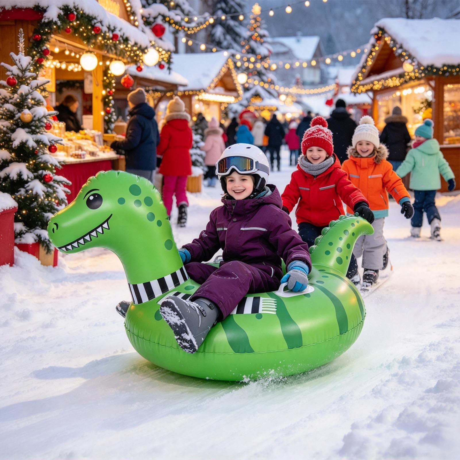 Slitte da Neve Giochi invernali dinosauro cartoon per slitta con maniglie
