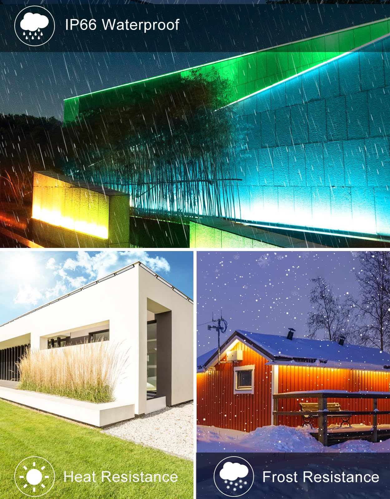 CLY Faretto LED RGB Esterno 25W, Barra LED RGB da Esterno con Telecomando 360° RF Impermeabile IP66, 10 Colori Cambia 30 Modalità Dinamiche 6 Luminosità, Memoria Funzione, Luce RGB per Esterni Festa