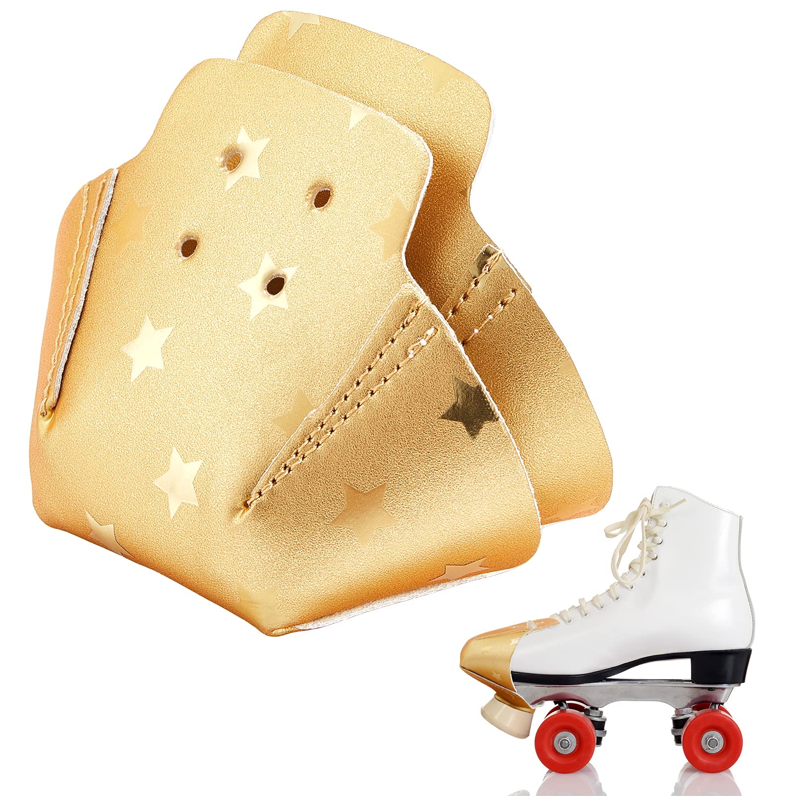 4 PCS Roller Skate Toe Guards - Star Pattern, Yellow & Clear PVC Protectors