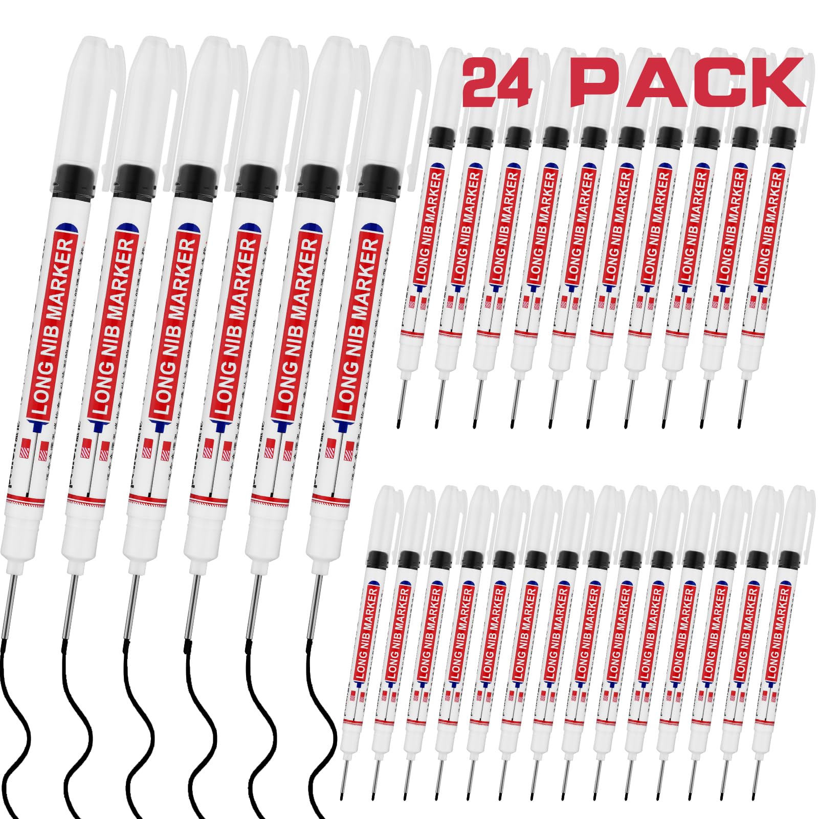 12 PCS Long Head Deep Hole Marker Pens,20mm Long Nib Marker,Longs Nose Markers,Waterproof Construction Markers Marking Tool,Permanent Markers Carpenter Ink marker Pens,Metal marking Pen — Amazon image 12