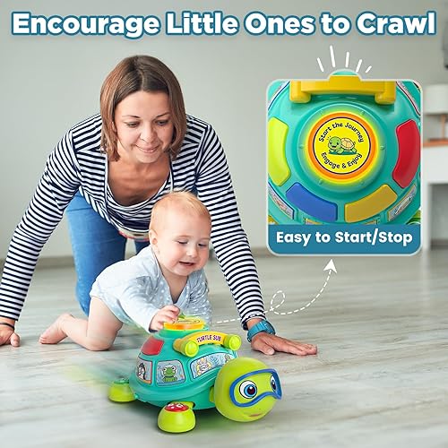 Miniatura 3 de Juguetes educativos para bebés de 6 a 12 meses, tortuga musical gateante, juguetes infantiles para niños de 6, 7, 8, 9, 10 meses, regalos bilingües