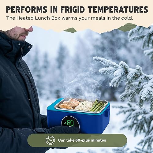 Miniatura 4 de Lonchera portátil con calefacción, 33.8 onzas, inalámbrica, eléctrica, calentada, con calefacción programada, calentador de alimentos portátil y