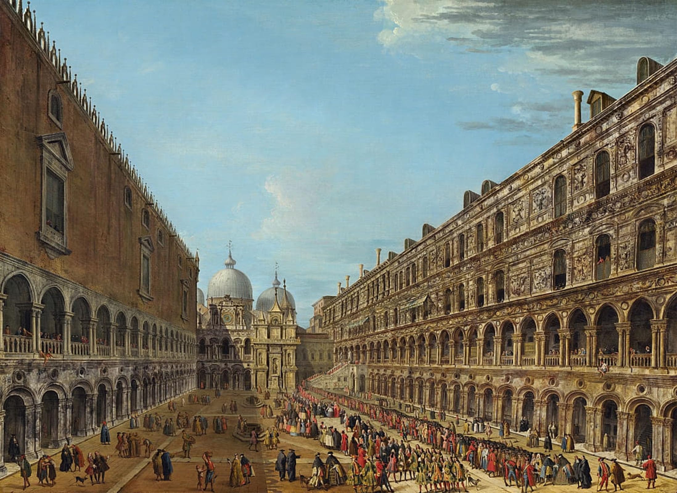 ARTXLXXBN Famous Painting Art Wall Decor Abstract Art Picture Procession in the Courtyard of the Ducal by Antonio Joli Animal Pictures for Home Decor 60x90cm