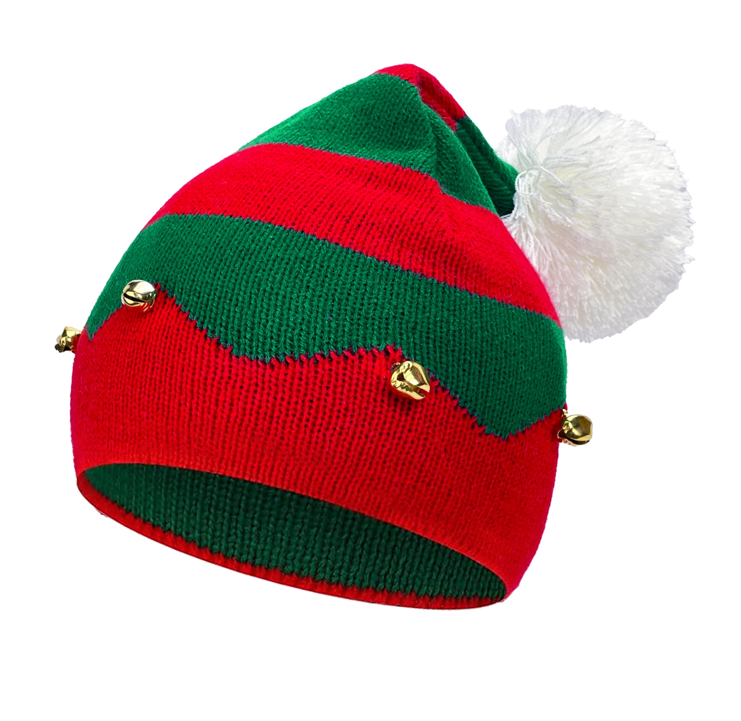 Christmas Elf Knitted Hat for Kids Xmas Beanie Knit Hats Children 1 to 6 Years Baby Winter Warm Christmas Halloween Striped Hair Ball Kid Sata Claus Xmas Holiday Hats New Year Party Supplies