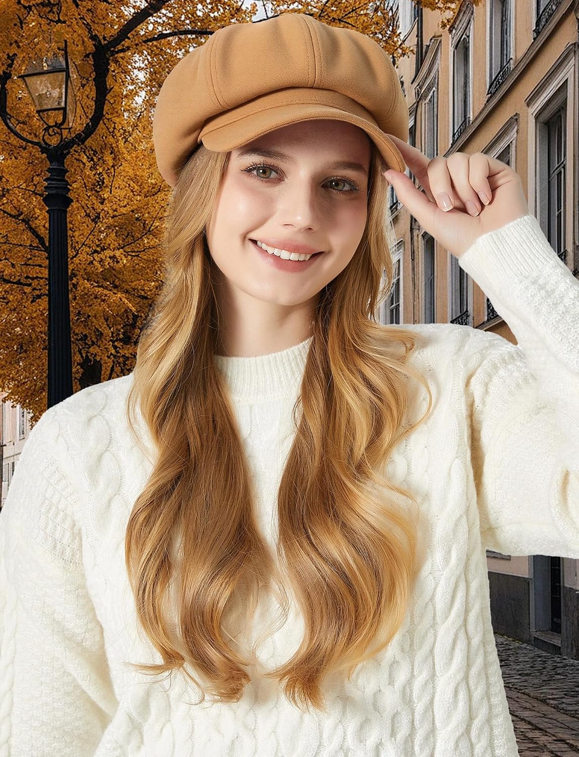 FEOYA Women Newsboy Hat Plaid Cabbie Caps Cotton Casual Stylish Beret Cap Paperboy Hats