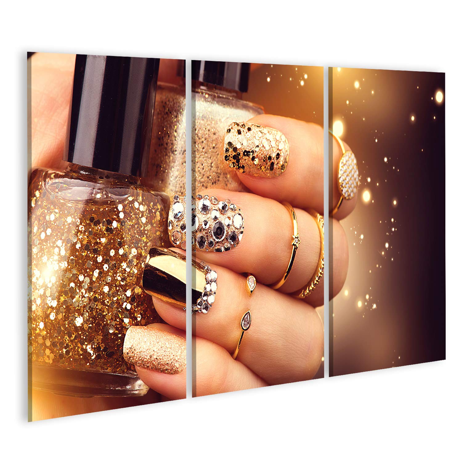 islandburner Cuadro en Lienzo Manicura Dorada Esmalte De Uñas Accesorios