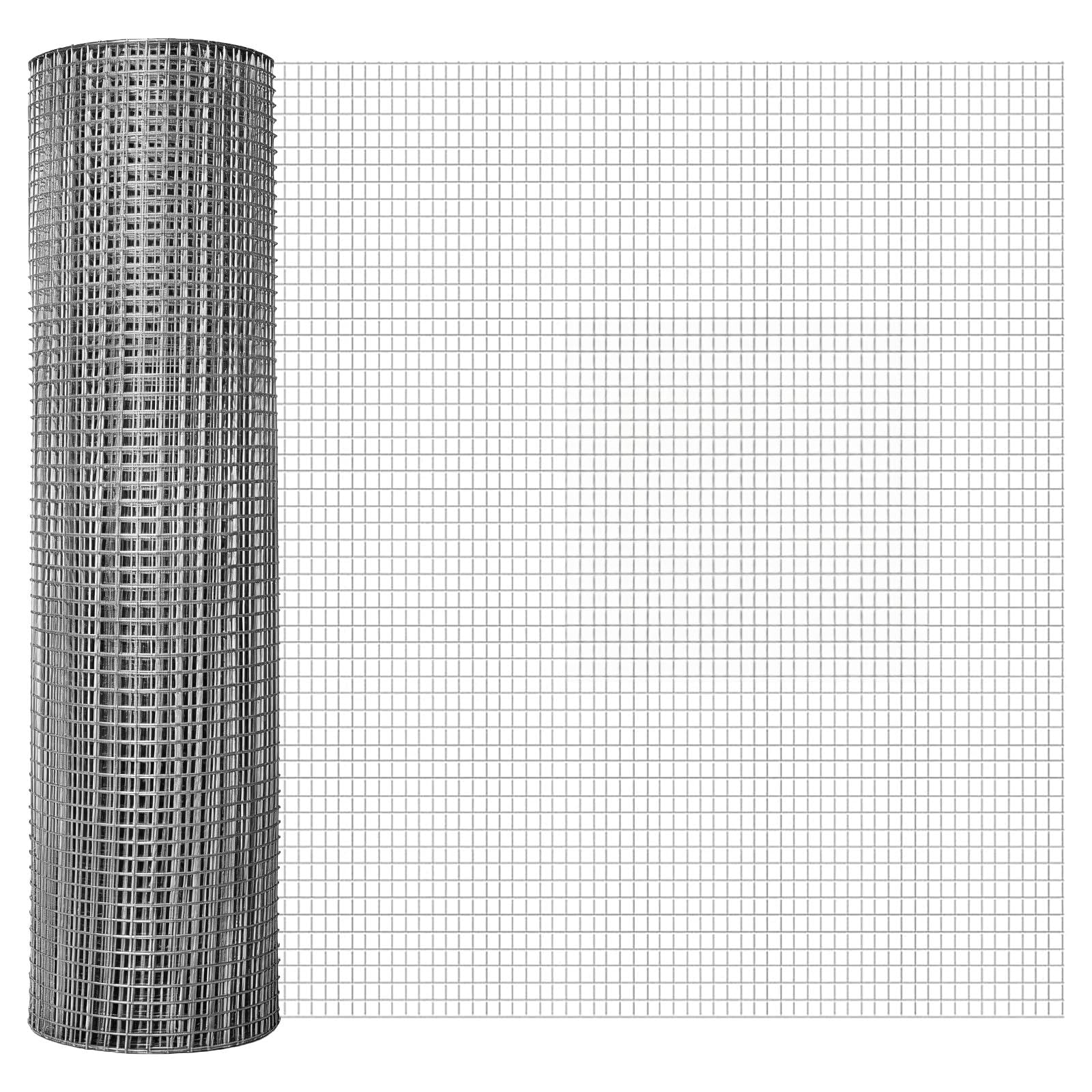 1 m × 30 m, rolka ogrodzenia ogrodowego, powlekana, spawana siatka metalowa, wielkość oczek 16 mm, do dużych obciążeń, nadaje się do ochrony przed kurami, królikami i sarnami, ocynkowana ogniowo