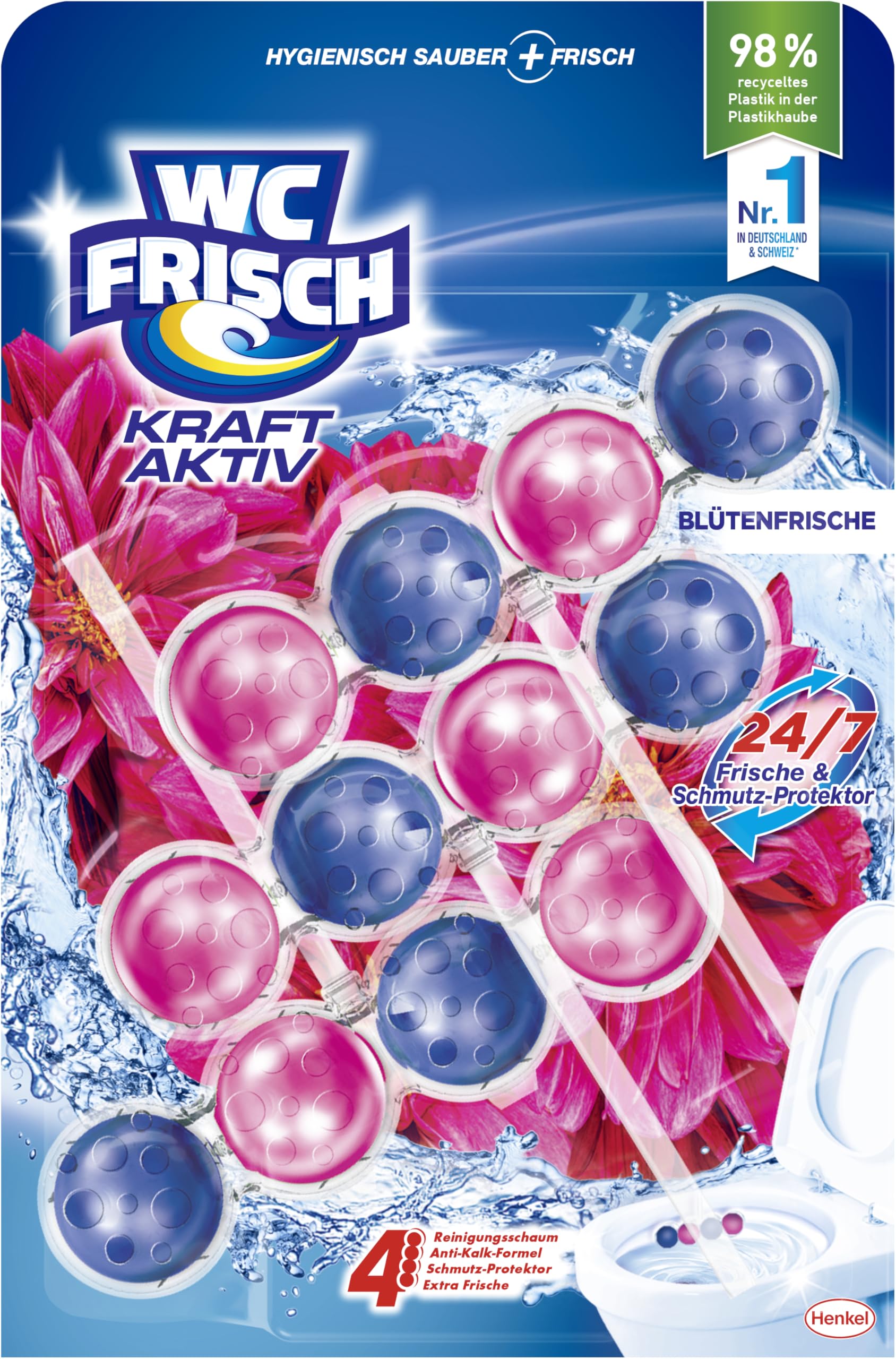 WC Frisch Kraft Aktiv Duftspüler Blütenfrische (3er), Klostein Einhänger – Ansicht 2