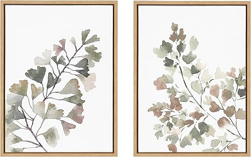 Miniatura 6 de Kate and Laurel Sylvie Botanical Soft Splitfern and Botanical Soft Maiden Lienzo enmarcado por Sara Berrenson, juego de 2 piezas de 18 x 24