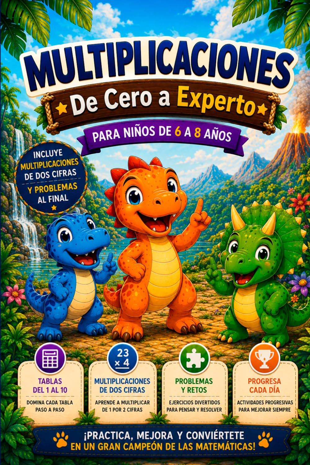 Multiplicaciones para Niños de 6 a 8 Años: De Cero a Experto: Cuaderno de actividades para aprender las tablas de multiplicar, multiplicaciones de dos cifras y problemas matemáticos