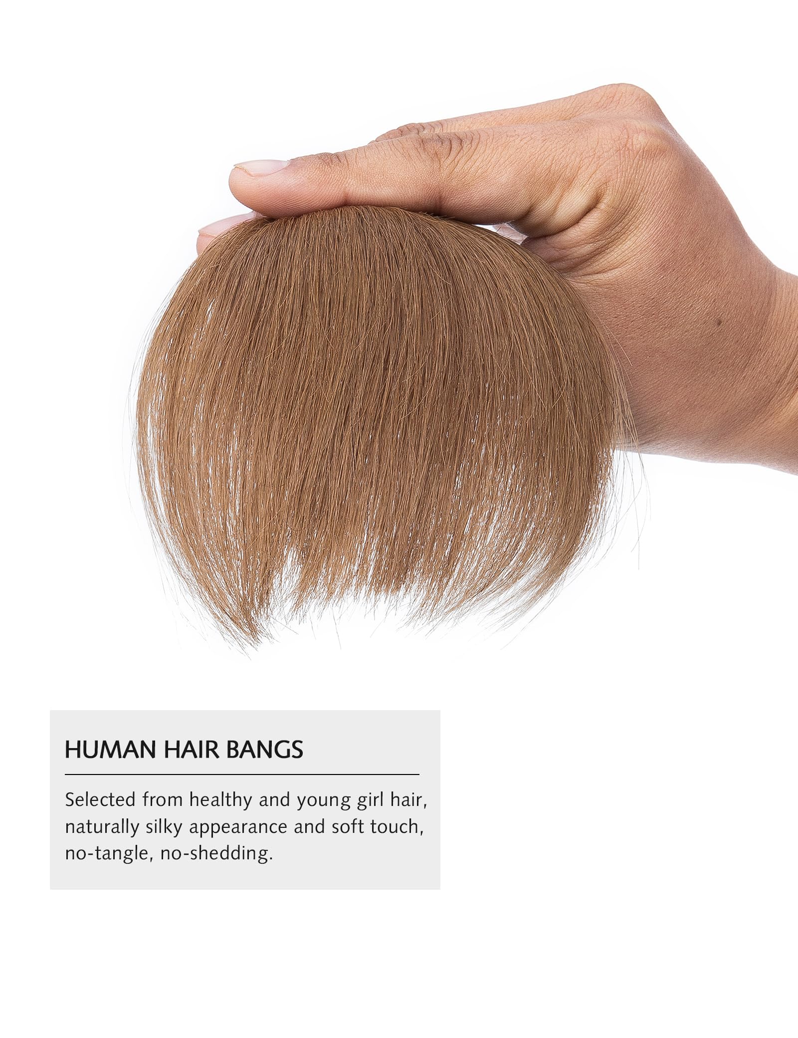 Yamel Bangs Hair Clip Real Human Hair Unique Irregular Fringe Light Brown Clip in Bangs Hair Extensions for Women - Image 3