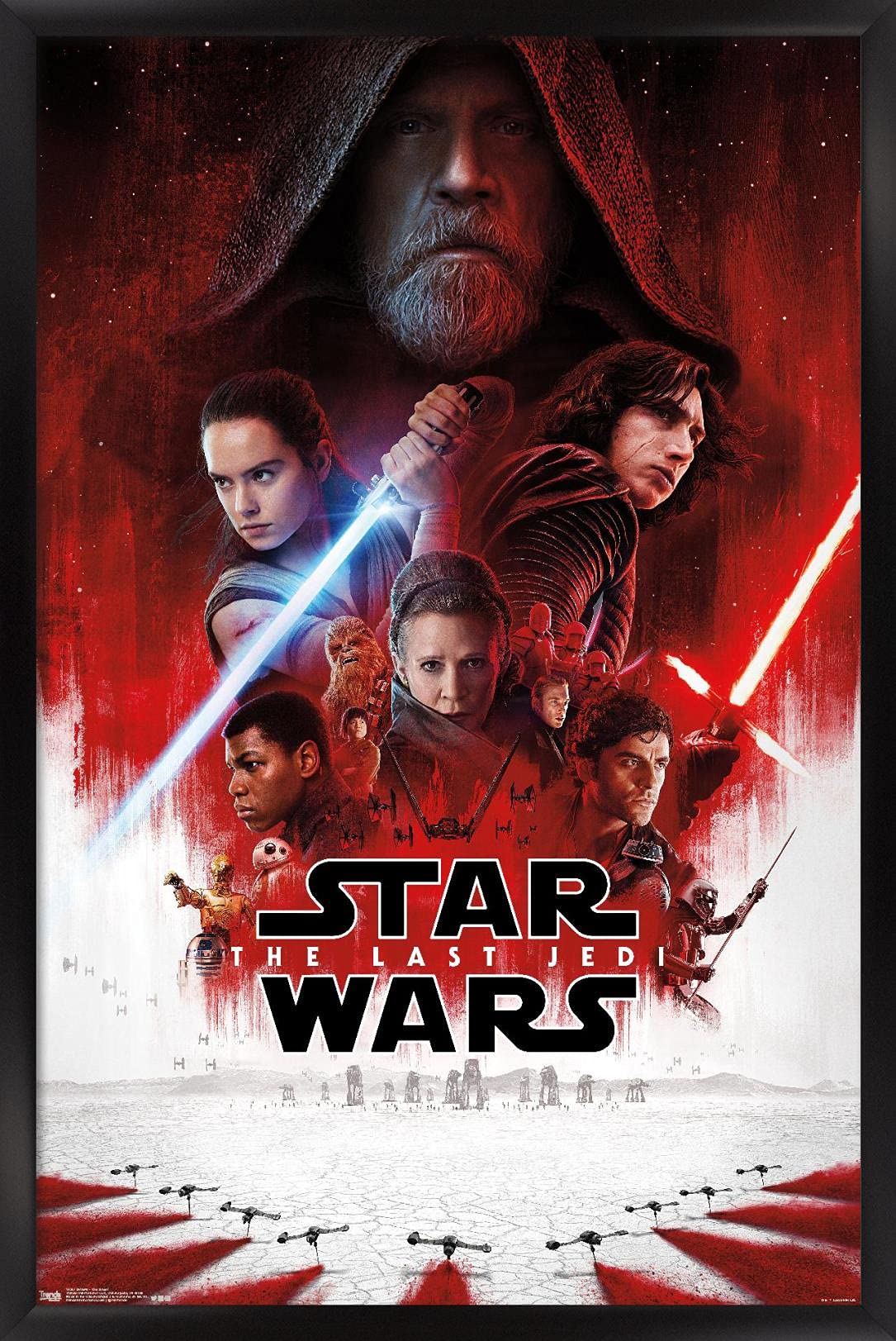 Trends International Star Wars: The Last Jedi - One Sheet Wall Poster, 22.4L x 14.7W, Black Framed Version