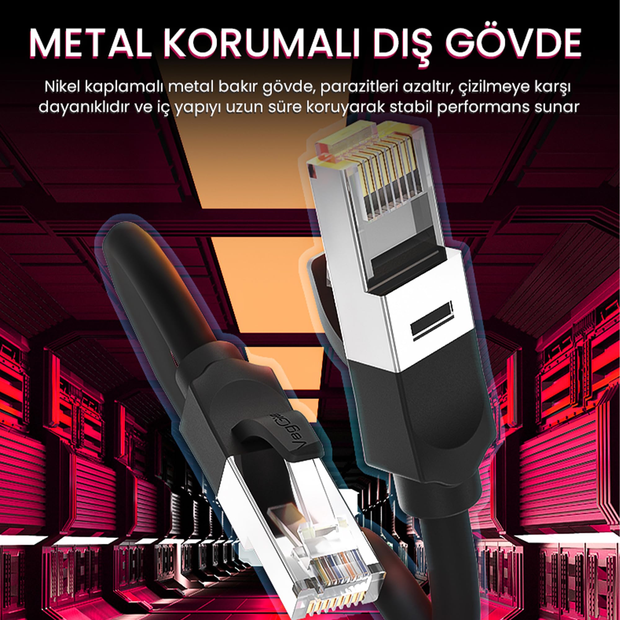 VegGieg Cat6 1000Mbps Gigabit FTP RJ45 Ethernet Ağ Kablosu 10 Metre