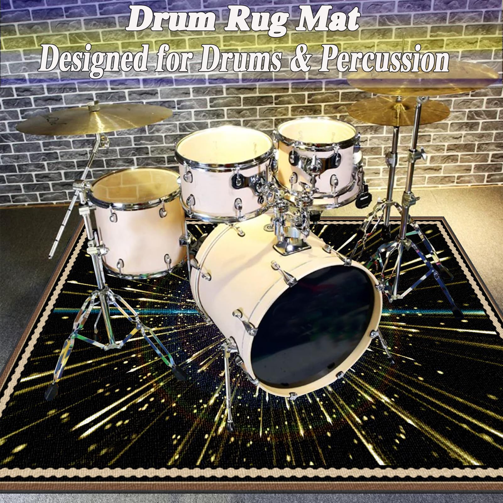Elektrisches Schlagzeug Teppich Drum Teppich Professionelles rechteckiges Schlagzeugteppich Schallschutz Trommelmatte Music Carpet Innen und Außen Trommelteppich für Studio Wohnung 120 x 100 cm