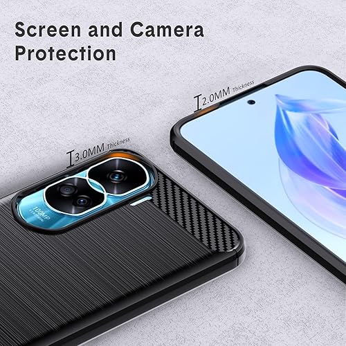 Miniatura 5 de Natbok Funda compatible con Honor 90 Lite, TPU flexible textura cepillada antideslizante protección militar a prueba de golpes, funda delgada para