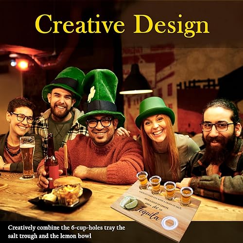 Miniatura 2 de Tabla de chupito de tequila, bandeja para servir vasos con borde de sal, divertido soporte para vasos de chupito, regalos de tequila para