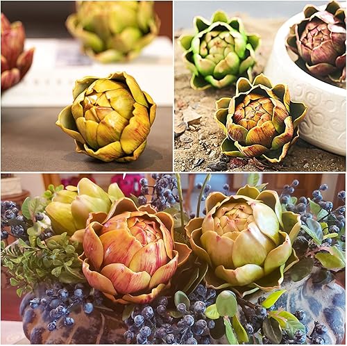 Miniatura 7 de Alcachofa artificial falsa, verduras, alcachofa de plástico sintético, mesa de fiesta de boda, decoración de flores de plástico para el hogar