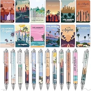 24 Pcs Los Angeles Notebook with Pens Souvenirs Gifts Set, 12 Ballpoint Pens and