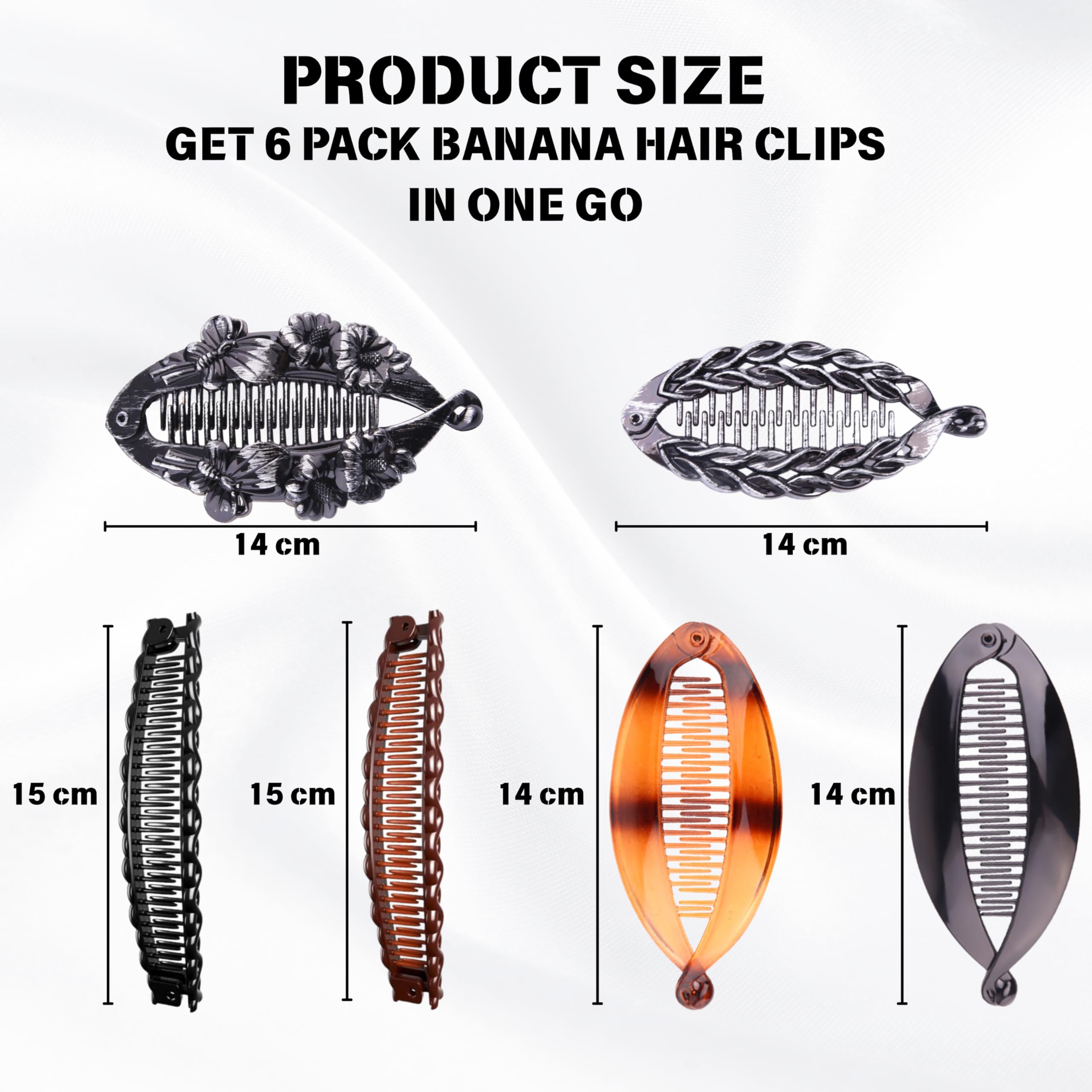 6 Pack Banana Hair Clips - Image 2