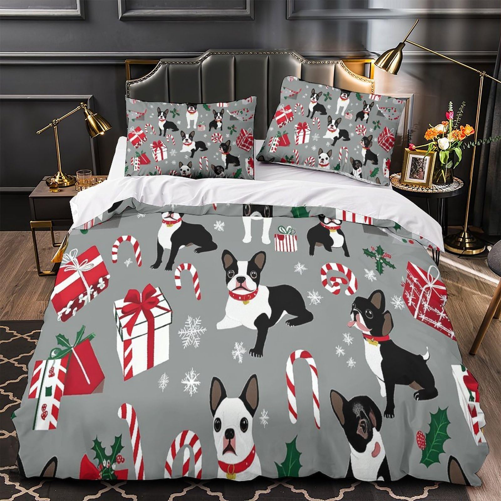 Housse de couette de Noël blanche 3D grand format 260x220 hypoallergénique