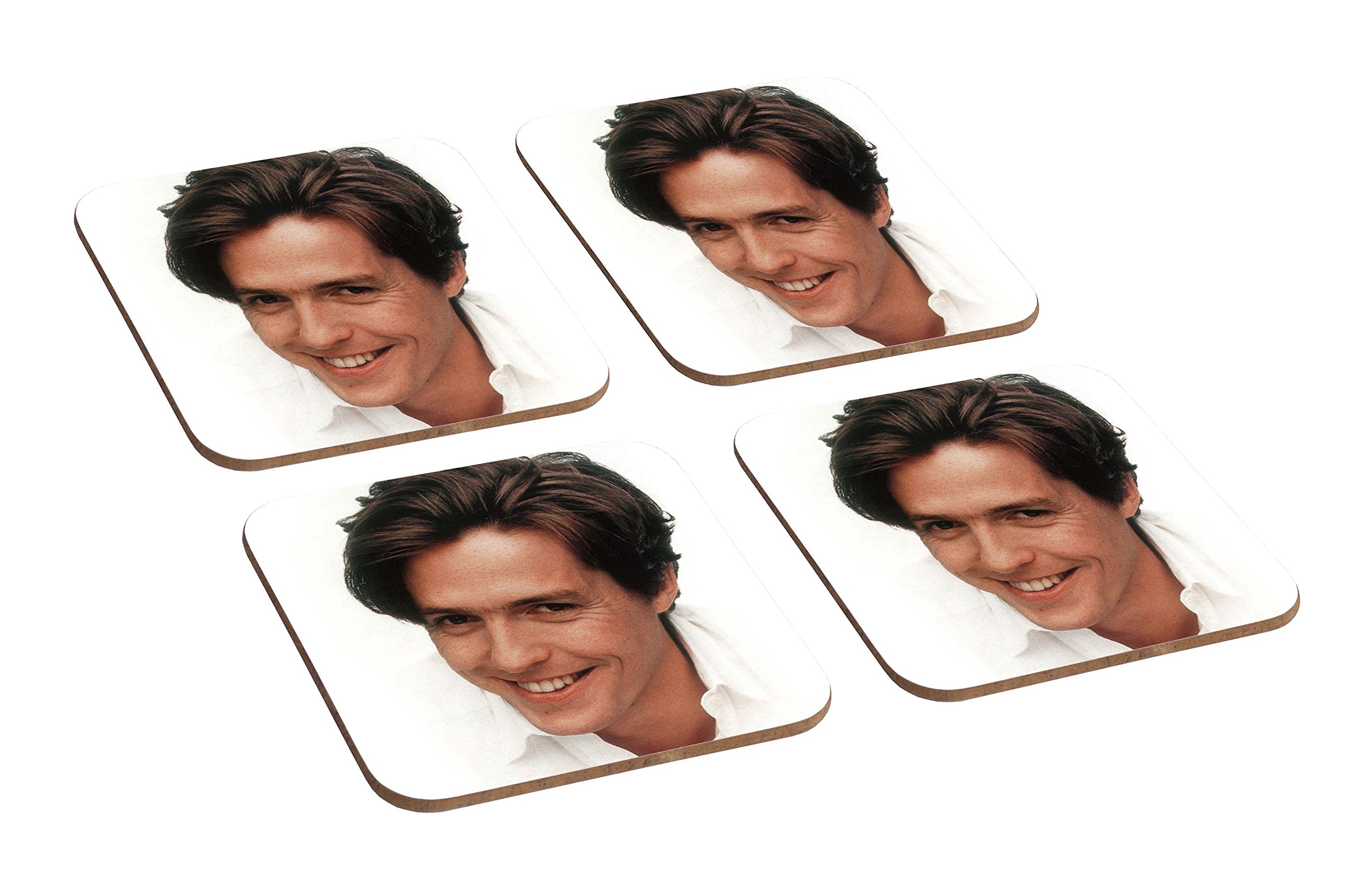 Mugmart Hugh Grant Young 4 Piece Wooden Coaster Set