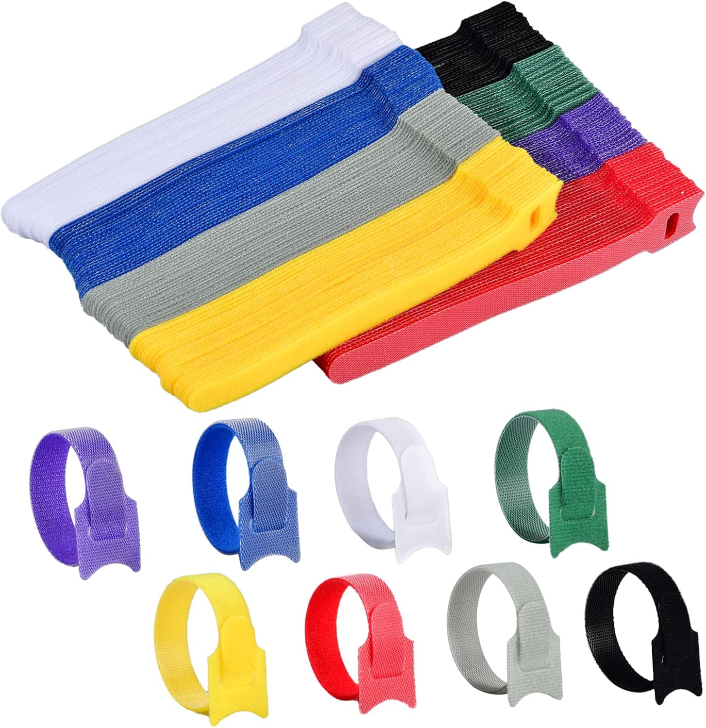 200PCS Cable Ties Reusable, 5.9 inches Cord Organizer Straps, Cable Management Wire Ties, Cable
