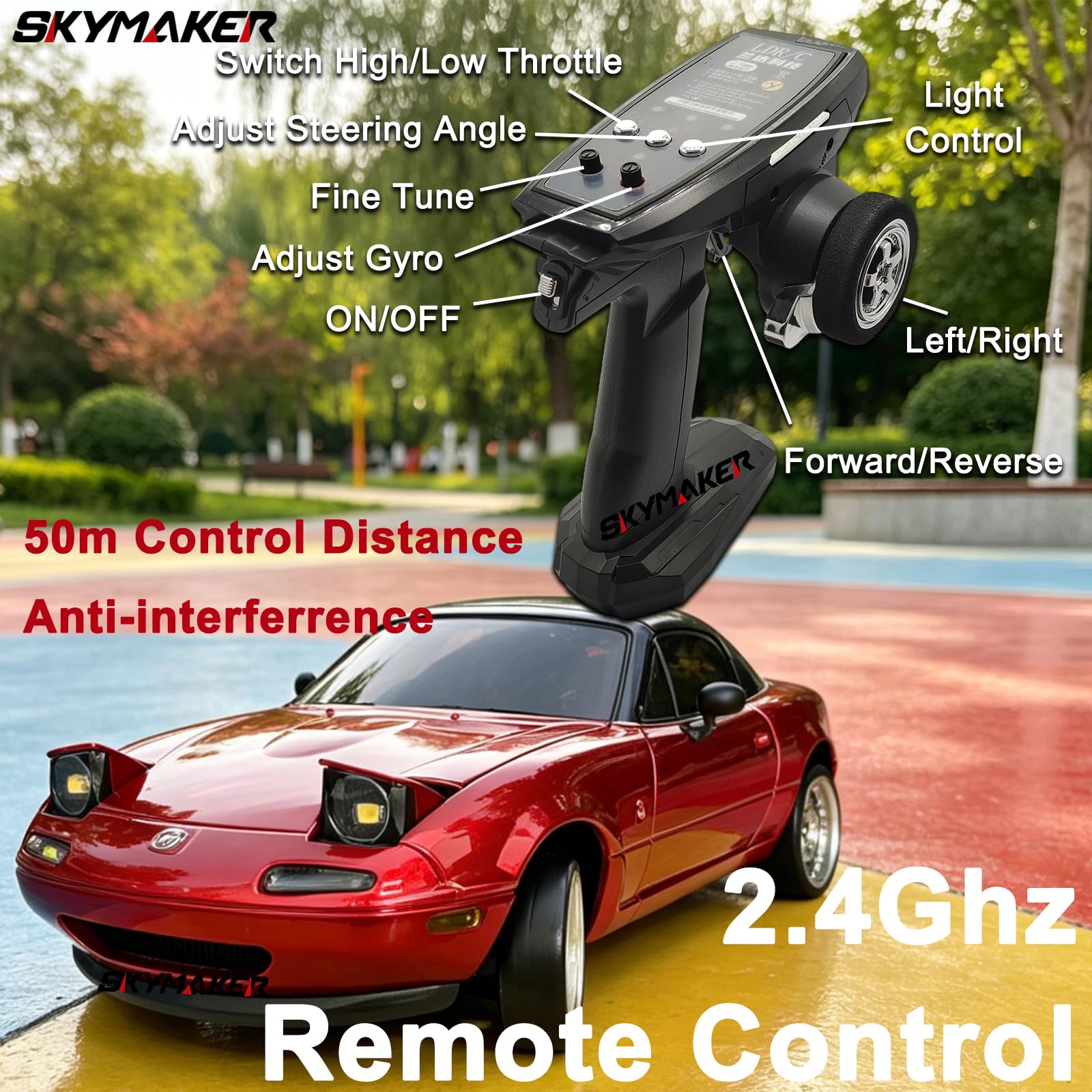 Amazon.com: Skymaker LD1804 RC Drift Car 1/18 Scale Mazda Miata MX