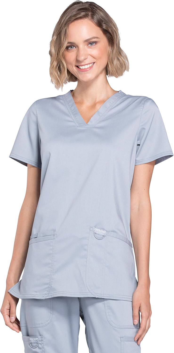 V-Neck Scrubs for Women Workwear Revolution, Soft Stretch, Easy Care WW620 X-Small Grey
