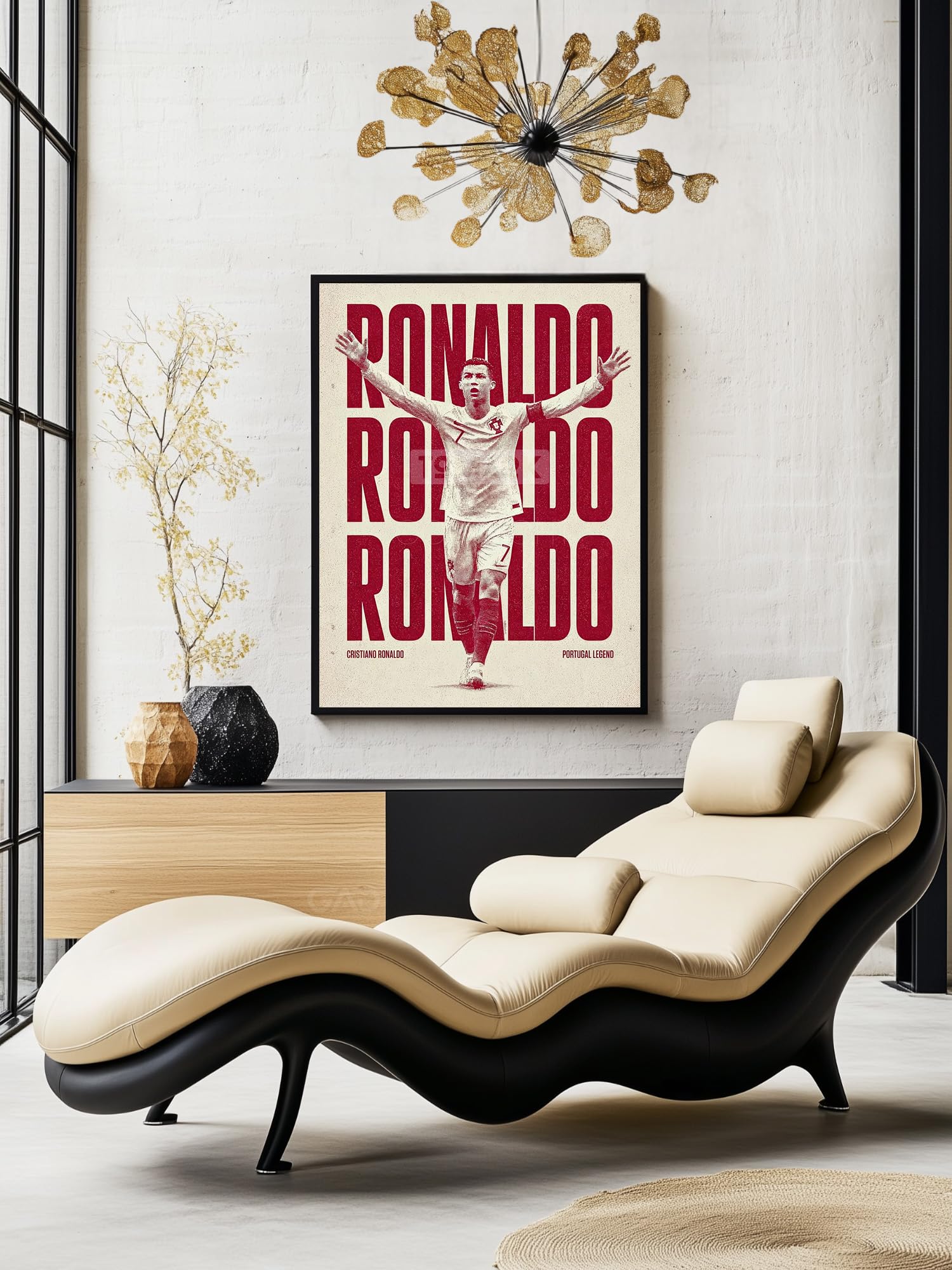 Tomaok - Poster Stampa poster d'arte - Cristiano Ronaldo Leggenda del calcio in Portogallo (Cornice non inclusa) – Poster Art Wall Ball Gold