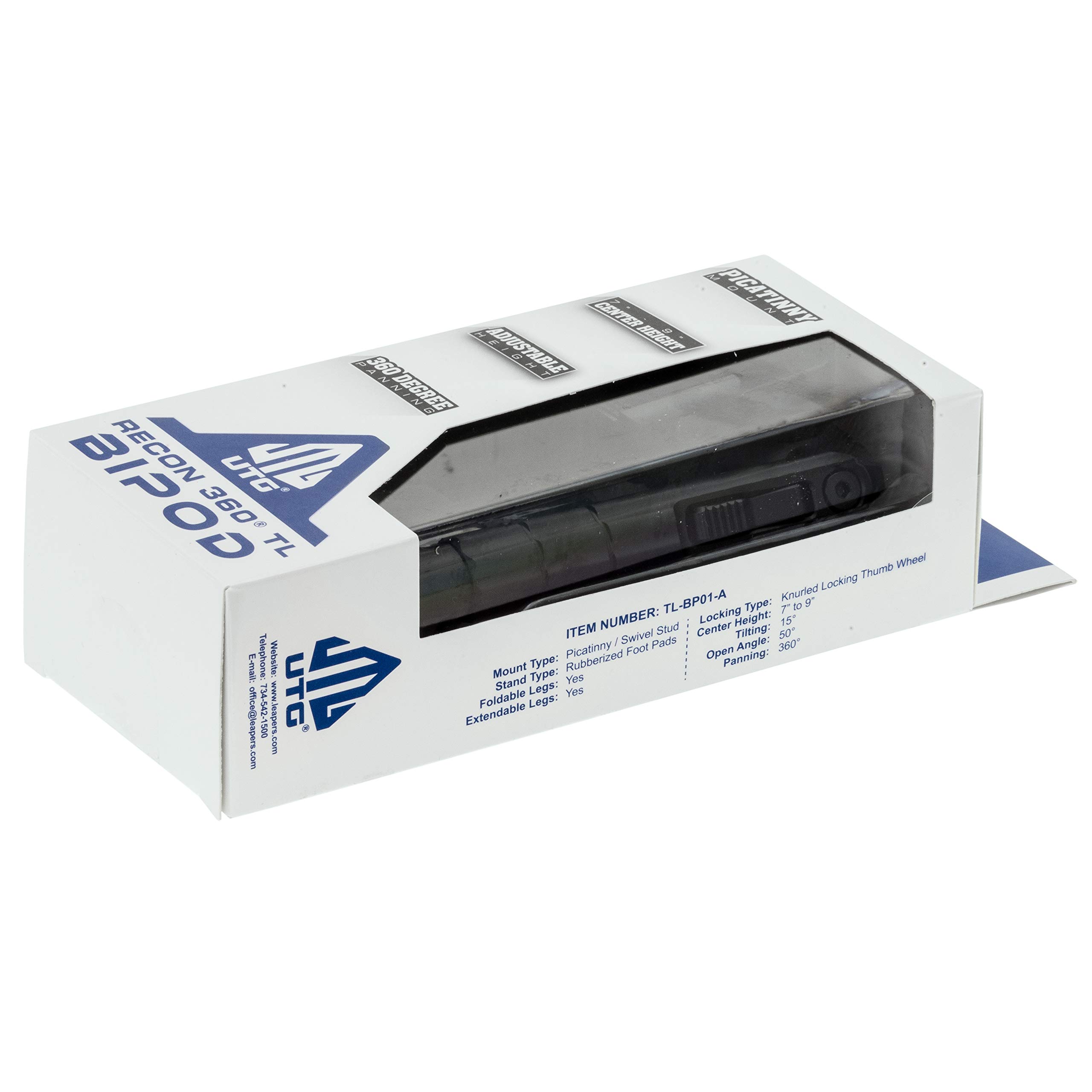 UTG Recon 360 TL Zweibeinstativ, 17,8 cm - 22,9 cm Mittelhöhe, Picatinny