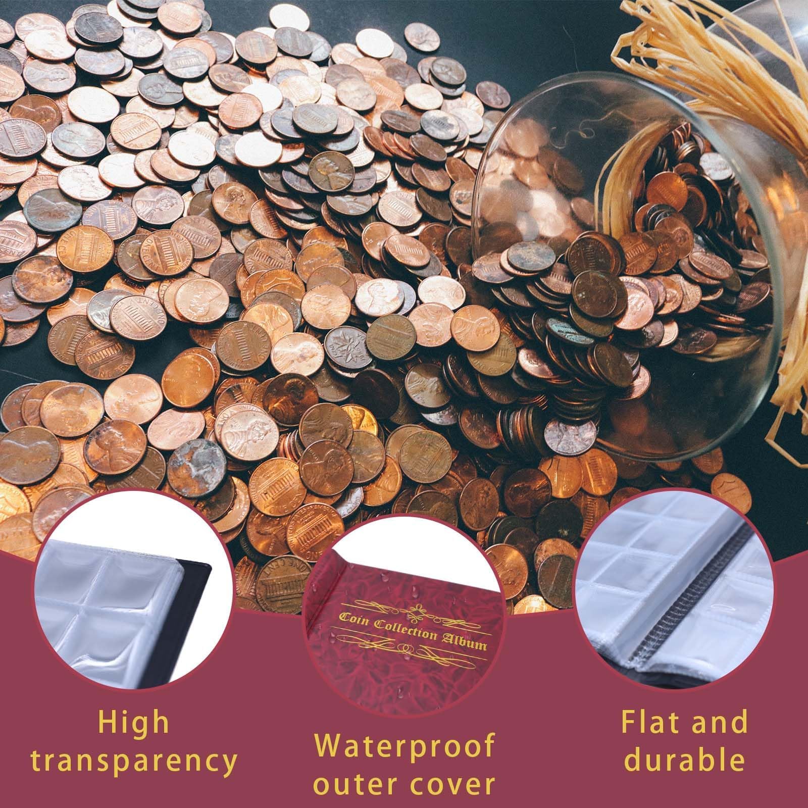 DOJA Barcelona | Album Monete 2 Euro da 480 Tasche | Raccoglitore Monete per Collezionare 2 Euro Commemorativi | 33x27x5cm | Portamonete Numismatica da Collezione 2 Euro di Pelle PU con Cerniera