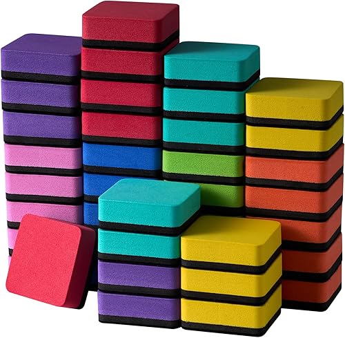 Eeoyu - Borradores de borrado en seco, paquete de 40 borradores magnéticos para pizarra blanca, limpiador de pizarra para niños y aula, suministros