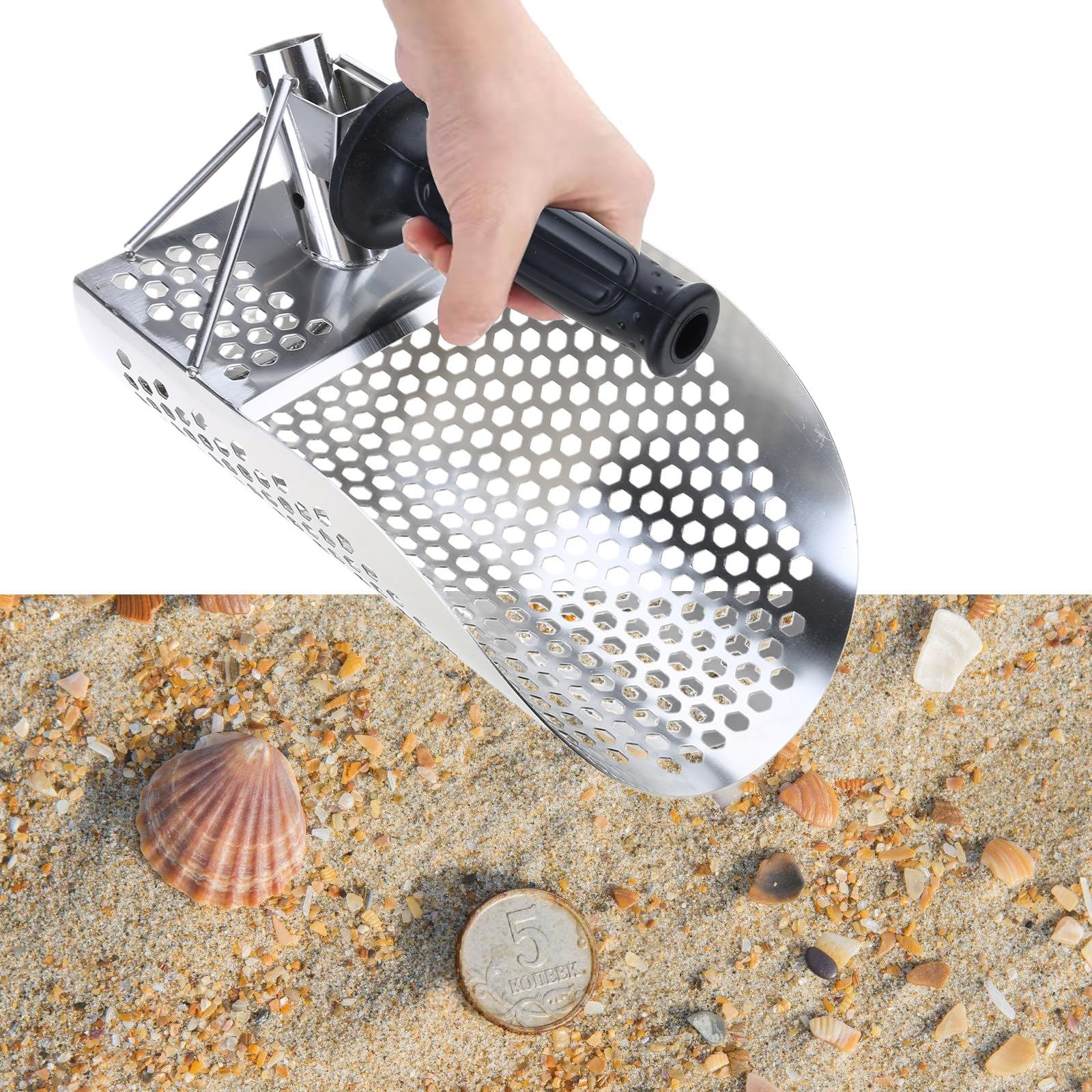 Łopata do przesiewania piasku dla entuzjastów wykrywania metali akcesoria do detektora ze stali nierdzewnej łopatki do piasku na plażę plażę wykrywacz metalu łopata