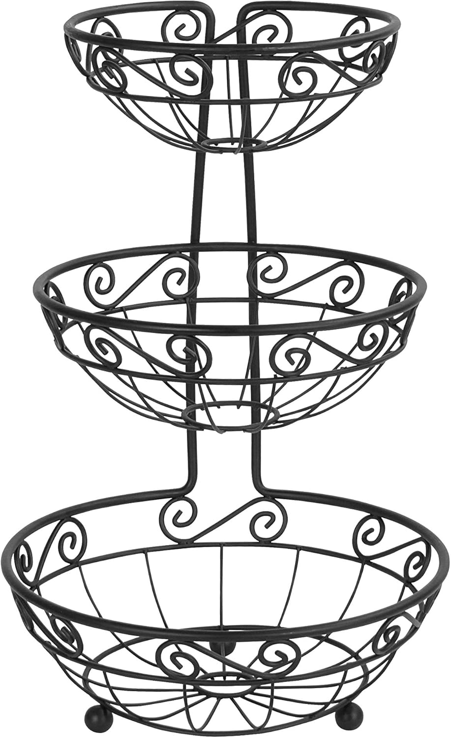 One-Day Sale: Up to 60% Off Spectrum Diversified Scroll Arched Server Stacked, 3-Tier Fruit Bowls Counters, Traditional Kitchen Décor & Fruit Basket Stand, Black