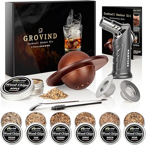 Kit de ahumador de whisky, kit de ahumador de cóctel con antorcha, kit de ahumador de bourbon, kit de ahumador a la antigua, kit de infusor de