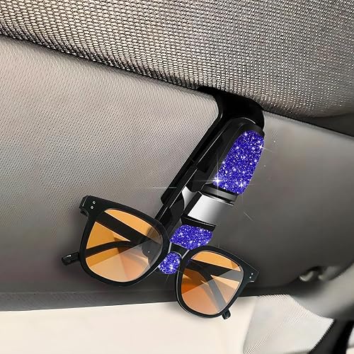 2 paquetes de soportes para lentes para el parasol del automóvil, con cristales brillantes de imitación de diamantes; soporte para lentes de sol con
