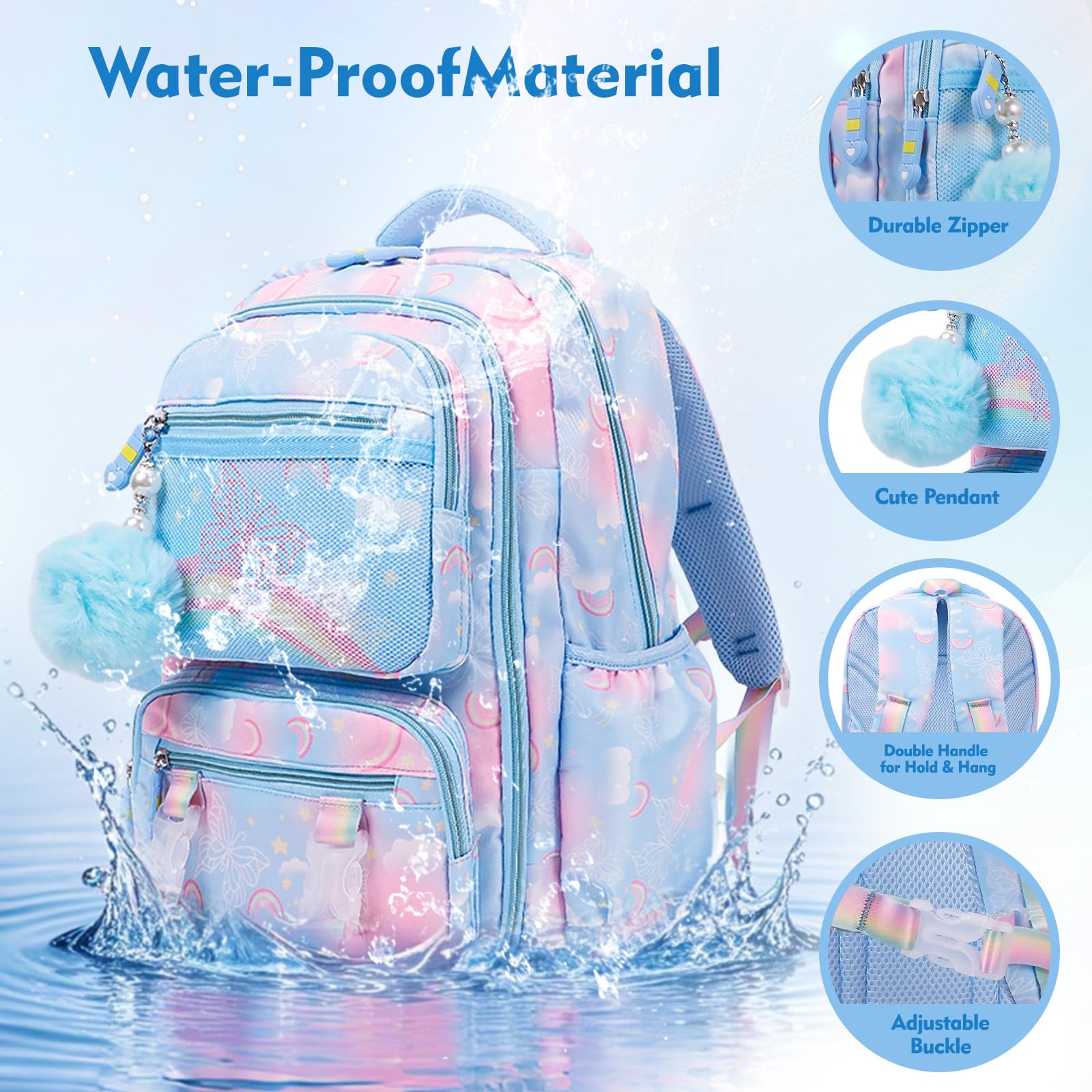Mochila estética Kawaii Rainbow