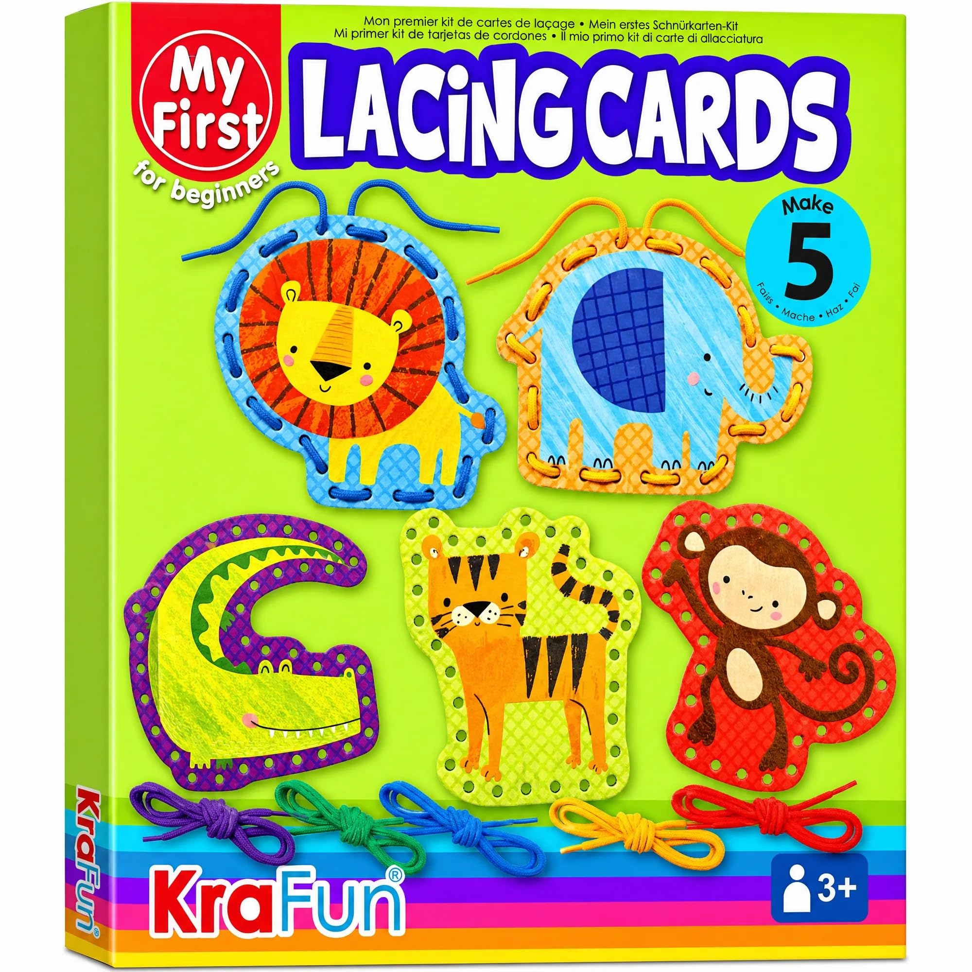 Amazon.com: KRAFUN Safari Animal Beginner Lacing Cards Age 3+ | 5