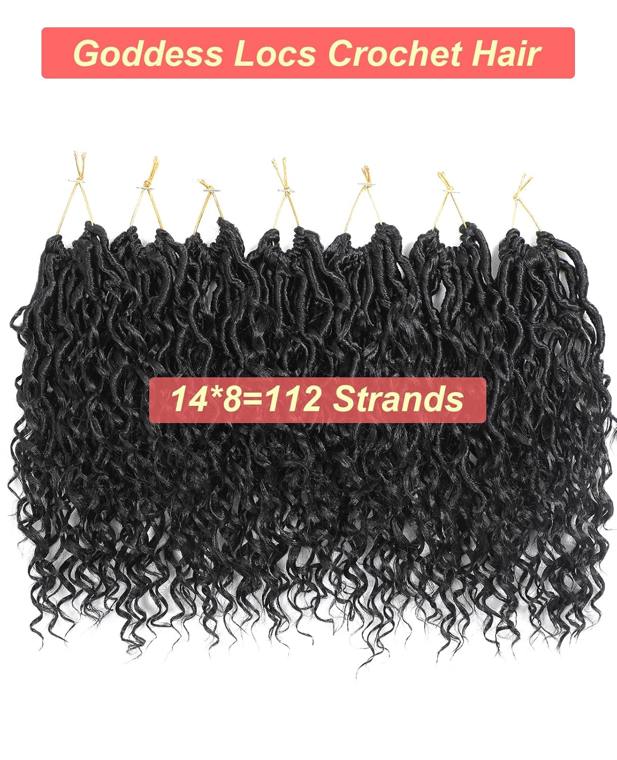 8 Packs Goddess Faux Locs Crochet Hair for Black Women 18 Inch Black Boho Style River Locs Crochet Hair with Curly Ends