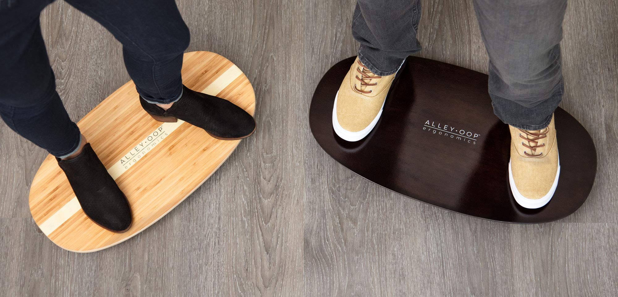 AlleyOOP Wood Rocker Board – 360° Omni-Directional Movement, Bamboo Top, For Standing Desks & Active Sitting