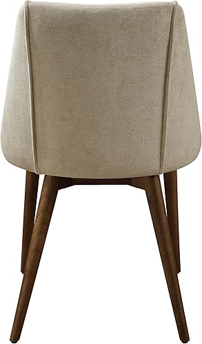 Miniatura 5 de Acme Willene - Silla auxiliar de tela contemporánea en beige/nogal (juego de 2)