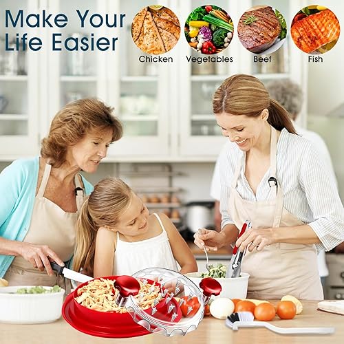Miniatura 8 de Trituradora de pollo con tapa transparente de 10.8 pulgadas, herramienta trituradora de pechuga de pollo, máquina trituradora de carne de pollo con