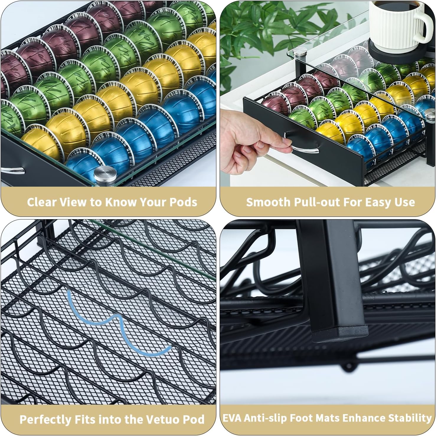 FlagShip Tempered Glass Top Nespreso Vertuo Pod Holder,40 Big Pods Capacity image 5