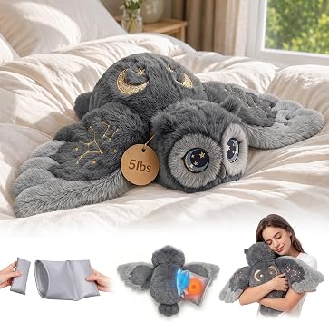 Mewaii Weighted Stuffed Animals Owl Plush, Heatable Coolable, 2-5lbs, 23in | Adjustable Comfort, Microwaveable Removable Inner Pad, Machine Washable Cover, Cozy Gift for Adults & Kids