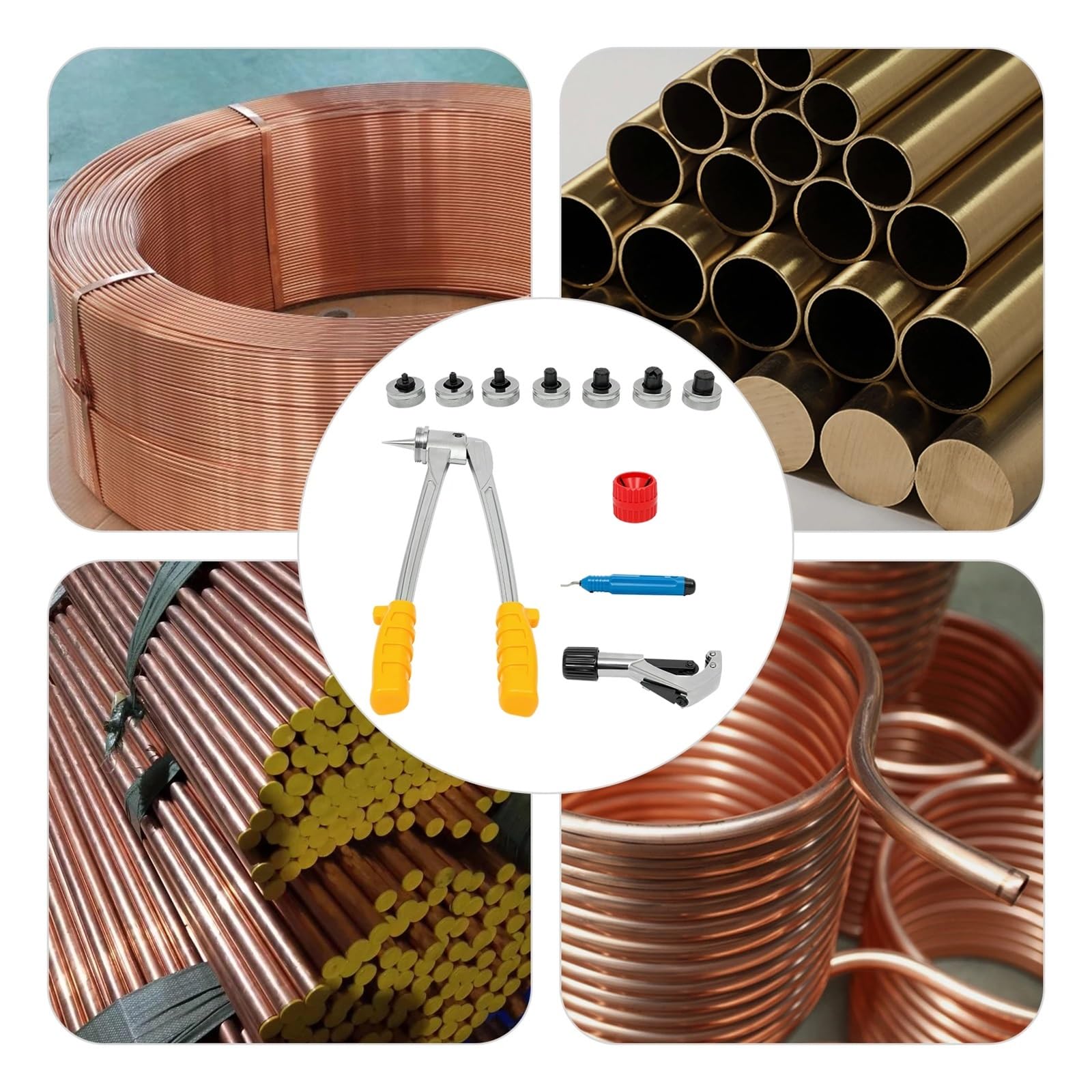 Zestaw szczypiec do rur rozprężnych 4-28 mm, 7 głowic miedzianych aluminiowych + narzędzie zaciskania skrzynek, niebieskie Niezbędny do ciężkich zastosowań