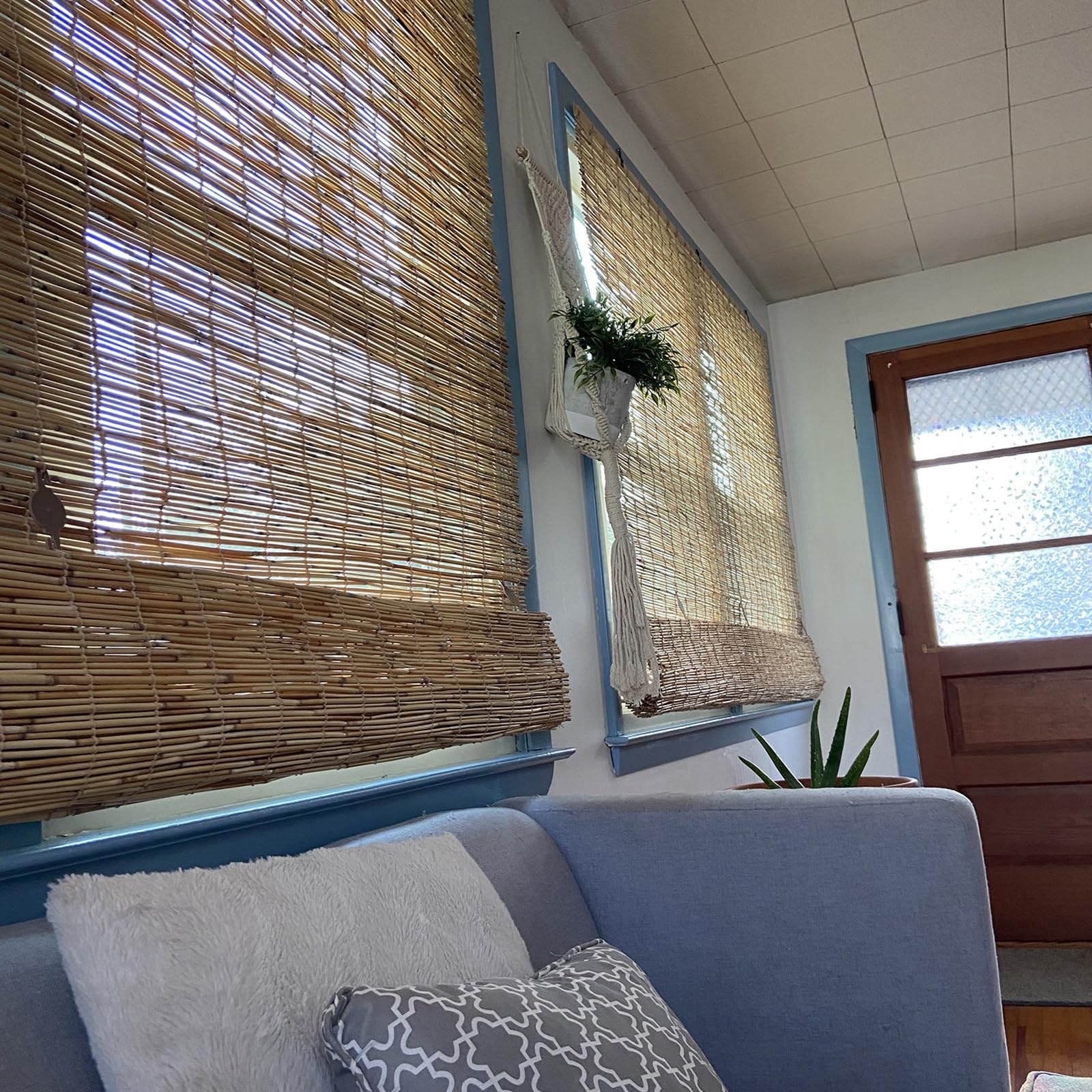 Tapparelle In Reed con Sollevatore Avvolgibile Tende In Bambu da Esterno con Accessori Facile da Installare Trazione Laterale per Interni Oscuranti Adatto Alle Finestre/Porte ( Size : 45x63in (WxH) )