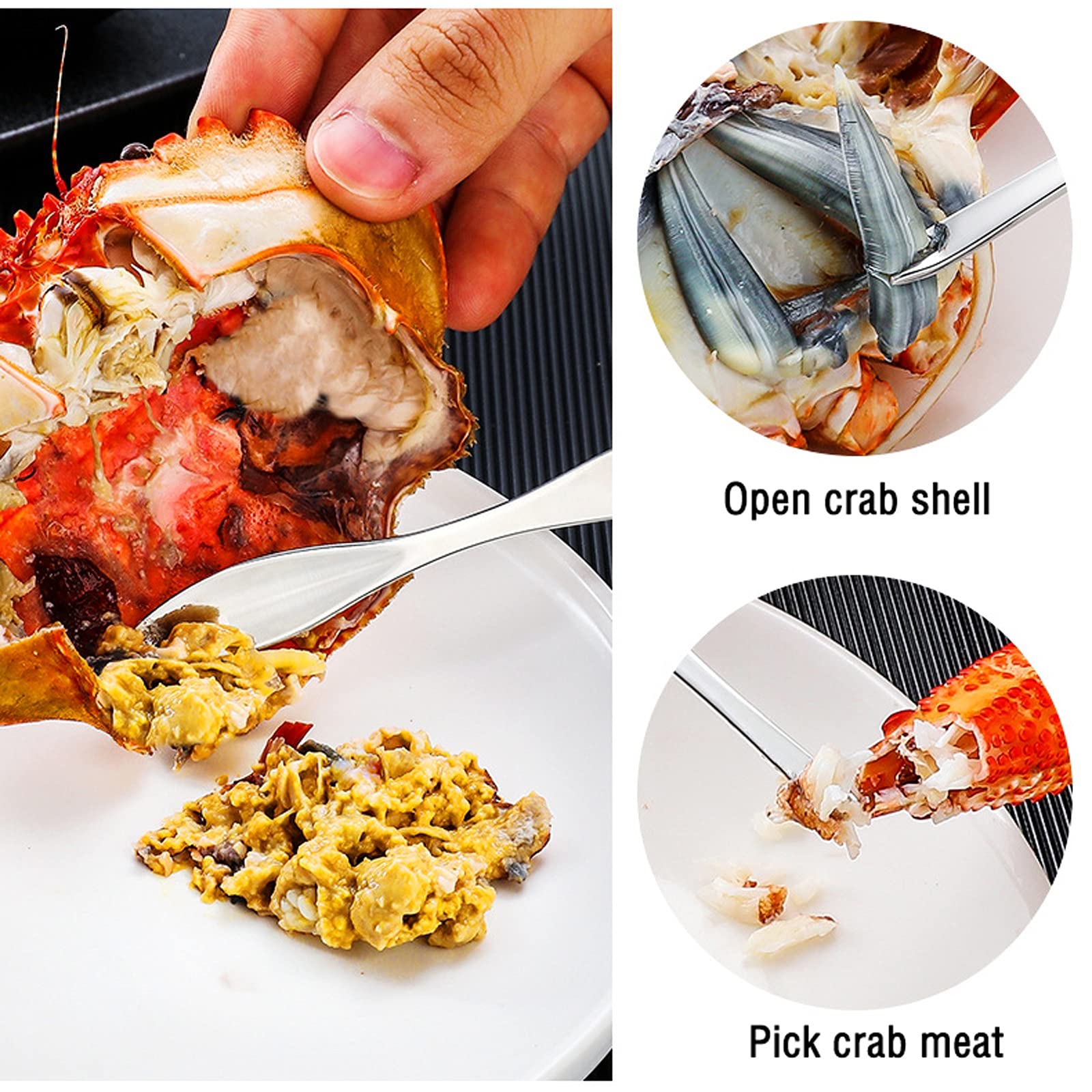 Attrezzi per Frutti di Mare Set di 4 Utensili in Metallo per Frutti di Mare, tra Cui 1 Cracker per Frutti di Mare E 3 Forchette per Zampe di Granchio Attrezzi per Frutti